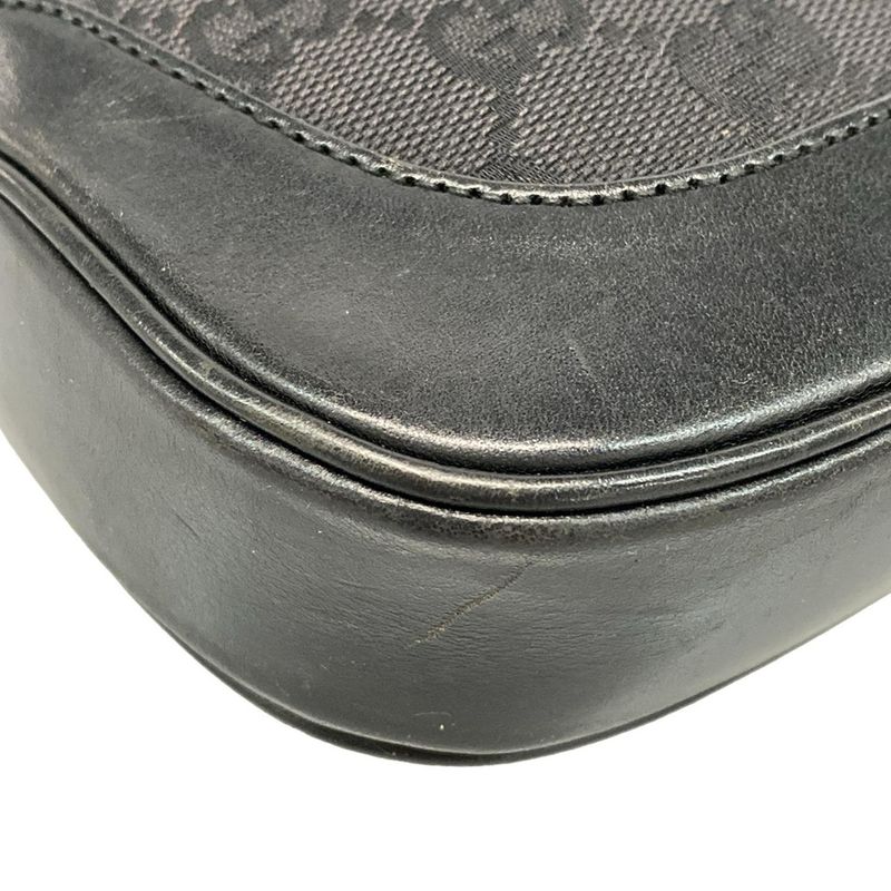 Gucci Shoulder Bag Jackie GG Pattern 13735 Black Leather