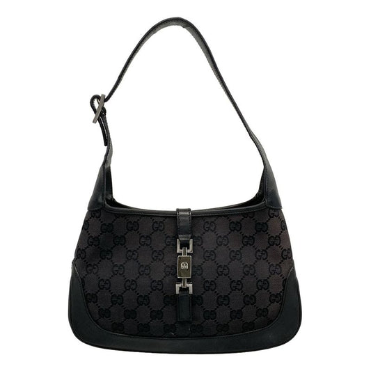 Gucci Shoulder Bag Jackie GG Pattern 13735 Black Leather