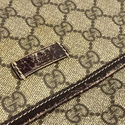Gucci Shoulder Bag GG Plus/gg Supreme 223666 Beige X Dark Brown Leather