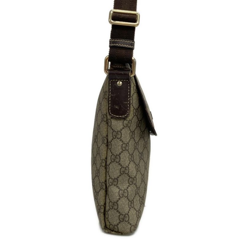Gucci Shoulder Bag GG Plus/gg Supreme 223666 Beige X Dark Brown Leather