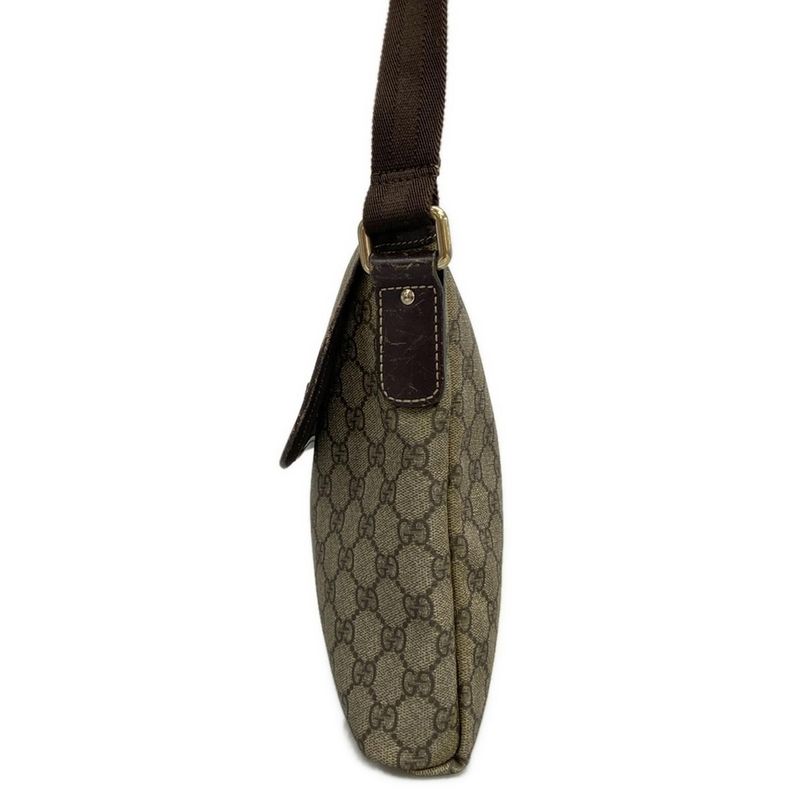 Gucci Shoulder Bag GG Plus/gg Supreme 223666 Beige X Dark Brown Leather