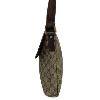 Gucci Shoulder Bag GG Plus/gg Supreme 223666 Beige X Dark Brown Leather