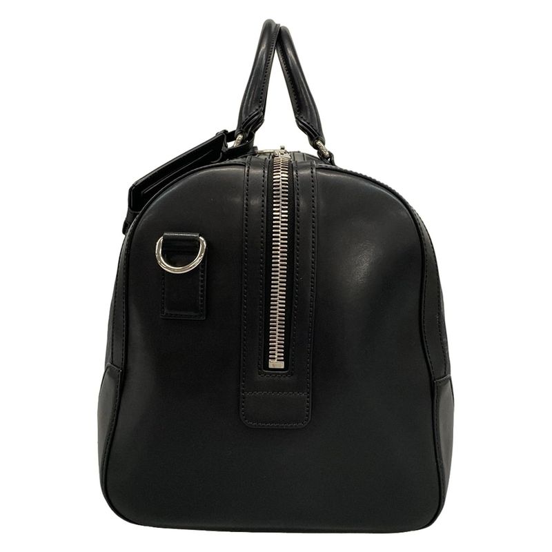 Gucci Boston Bag GG Supreme Carry-on Duffel Bag 474131 Black X Gray Leather