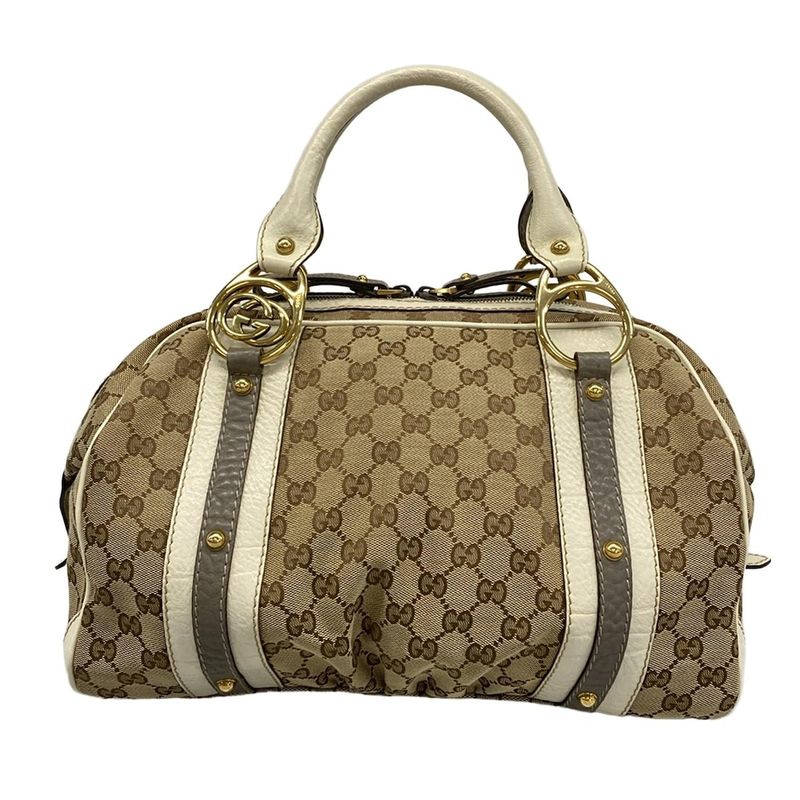 Gucci Handbag GG Pattern 223953 Beige X Ivory X Gray Leather