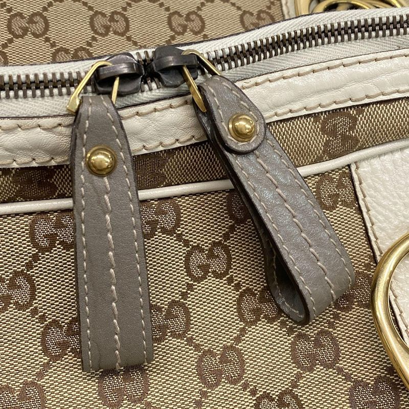 Gucci Handbag GG Pattern 223953 Beige X Ivory X Gray Leather