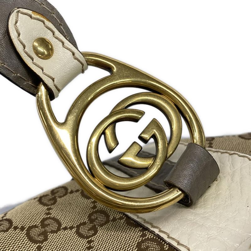 Gucci Handbag GG Pattern 223953 Beige X Ivory X Gray Leather