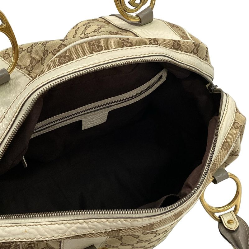 Gucci Handbag GG Pattern 223953 Beige X Ivory X Gray Leather