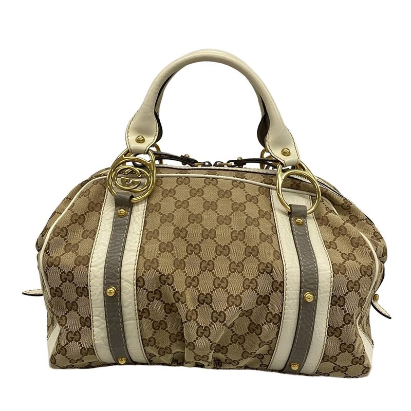 Gucci Handbag GG Pattern 223953 Beige X Ivory X Gray Leather