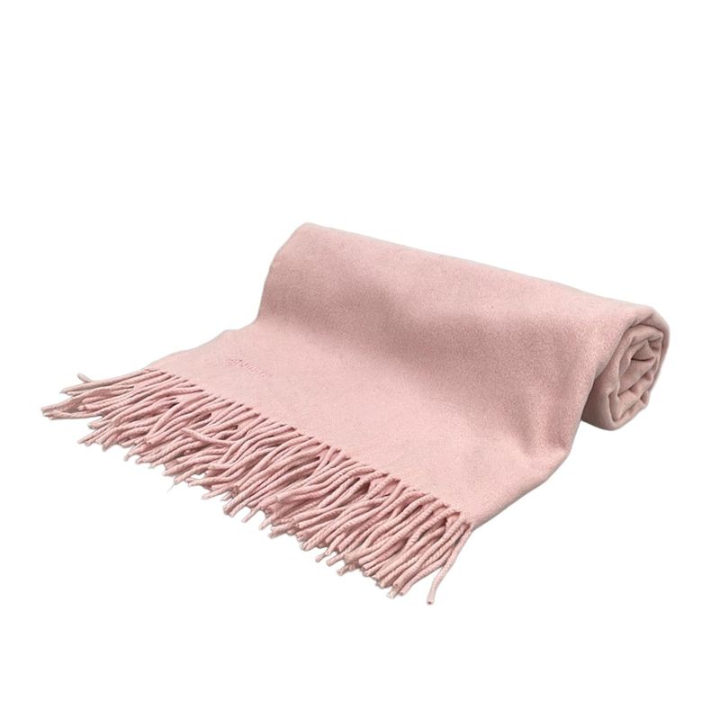Hermes Shawl - Light Pink Embroidered Logo Cashmere