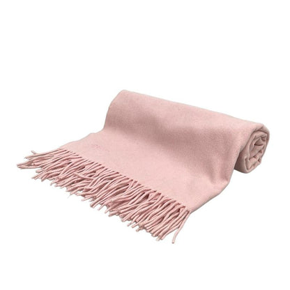 Hermes Shawl - Light Pink Embroidered Logo Cashmere