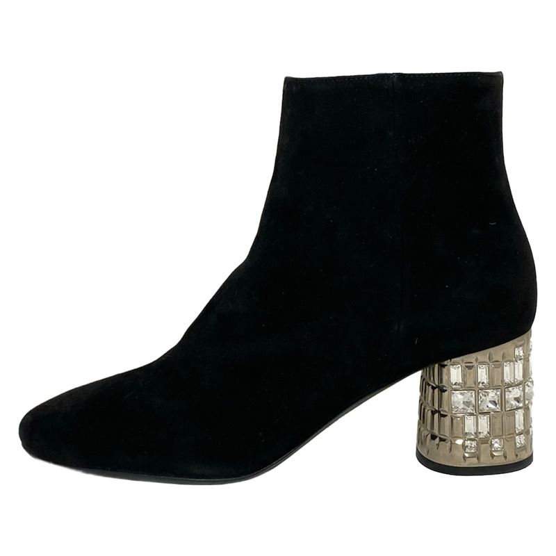 Prada Short Boots 36 Women's - Black X Silver X Clear Bijou