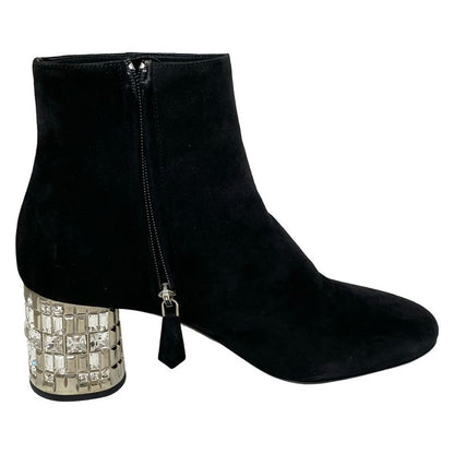 Prada Short Boots 36 Women's - Black X Silver X Clear Bijou