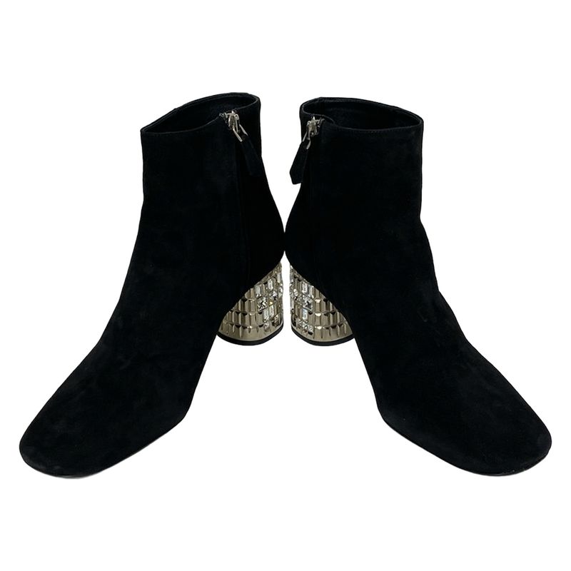 Prada Short Boots 36 Women's - Black X Silver X Clear Bijou