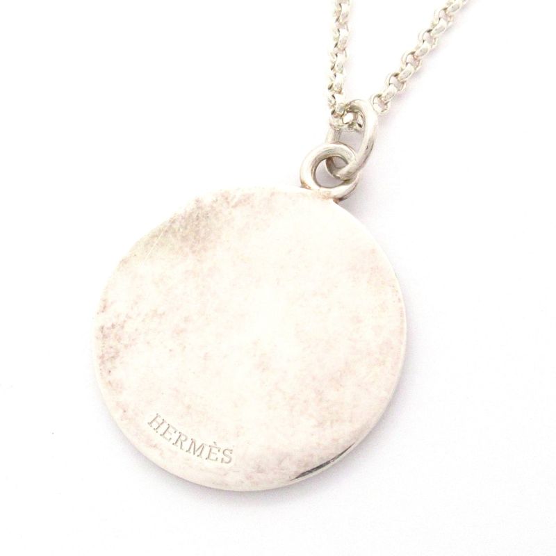 Hermes Necklace Exlibris MM Silver X 18k Pink Gold