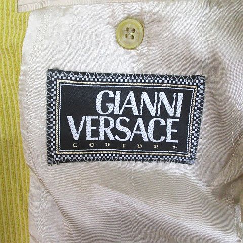 Gianni Versace Gianni Versace Striped Pattern Tailored Jacket 44 Yellow
