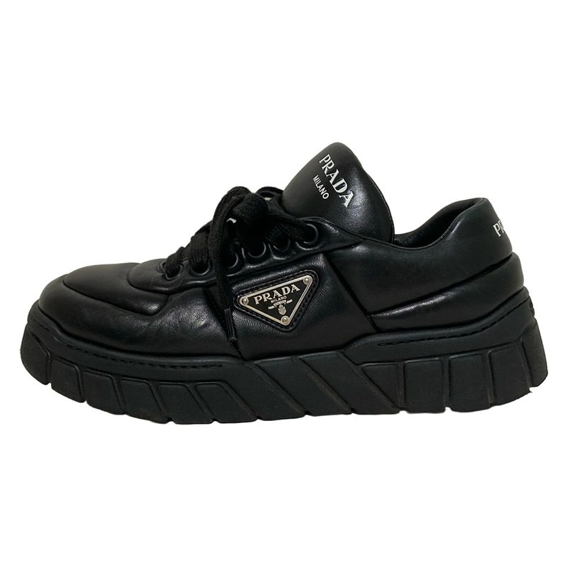 Prada Sneakers 381 2 Women's - Black Insole Removable Thick Sole Sneakers