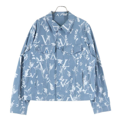 Louis Vuitton 22aw LV All Over Leaf Pattern Denim Jacket Light Blue Rm222q Nf1