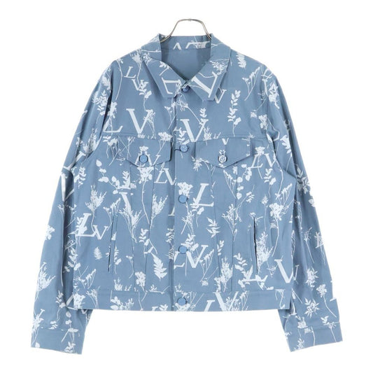 Louis Vuitton 22aw LV All Over Leaf Pattern Denim Jacket Light Blue Rm222q Nf1