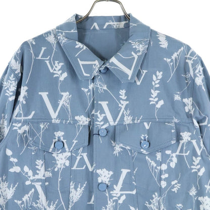 Louis Vuitton 22aw LV All Over Leaf Pattern Denim Jacket Light Blue Rm222q Nf1
