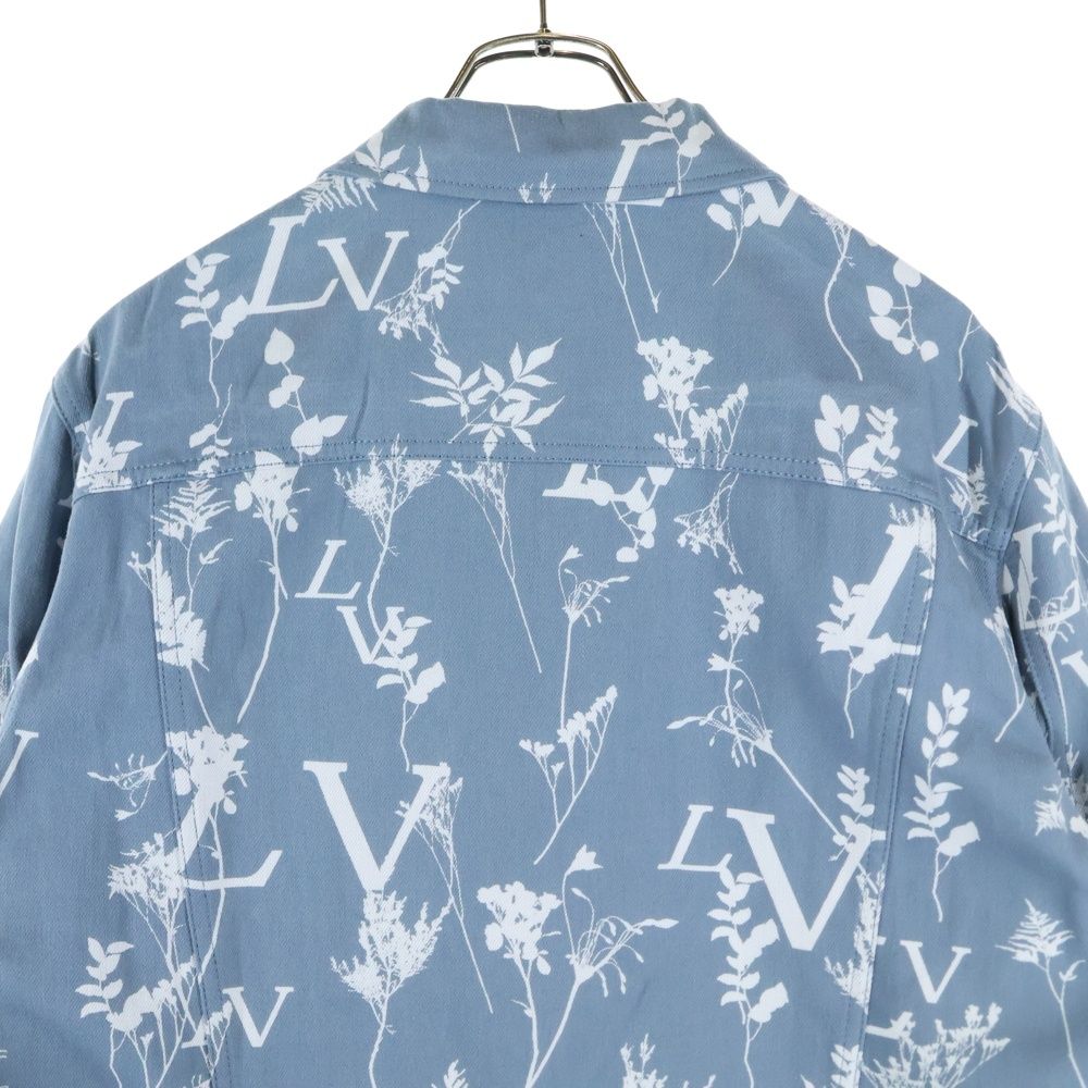 Louis Vuitton 22aw LV All Over Leaf Pattern Denim Jacket Light Blue Rm222q Nf1