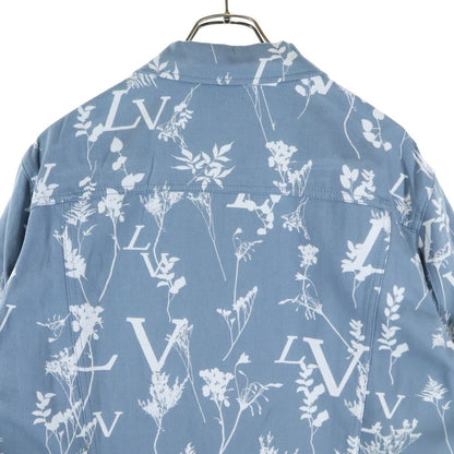 Louis Vuitton 22aw LV All Over Leaf Pattern Denim Jacket Light Blue Rm222q Nf1