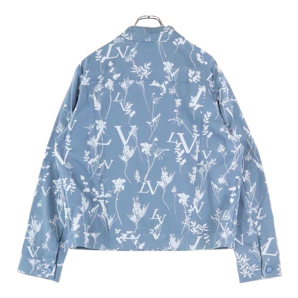 Louis Vuitton 22aw LV All Over Leaf Pattern Denim Jacket Light Blue Rm222q Nf1