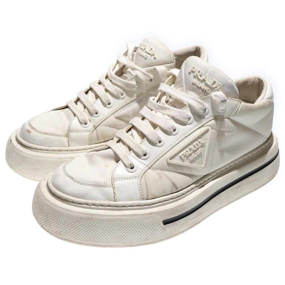 Prada Re-Nylon 2eg376 Low Cut Triangle Logo Sneakers White