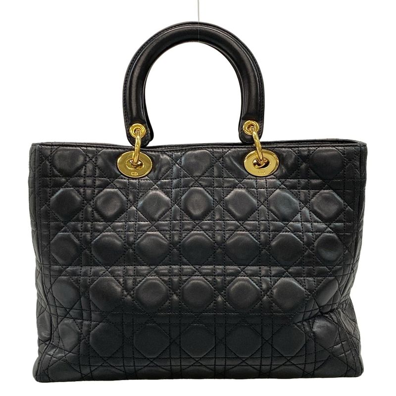 Dior Christian Dior Handbag Lady Dior Large Bag Black Gold Hardware Lambskin