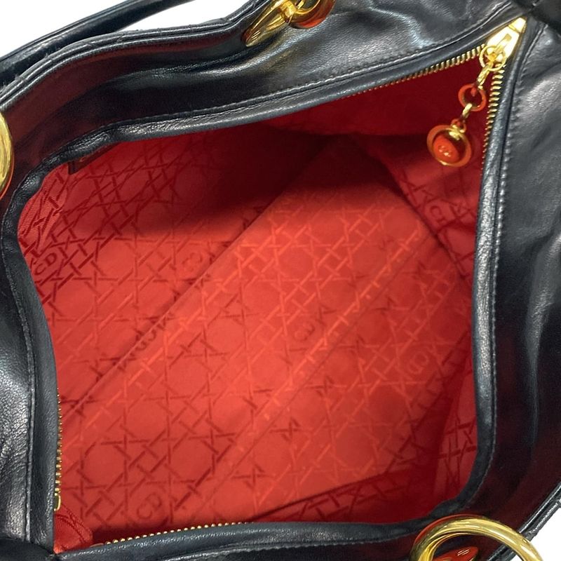Dior Christian Dior Handbag Lady Dior Large Bag Black Gold Hardware Lambskin