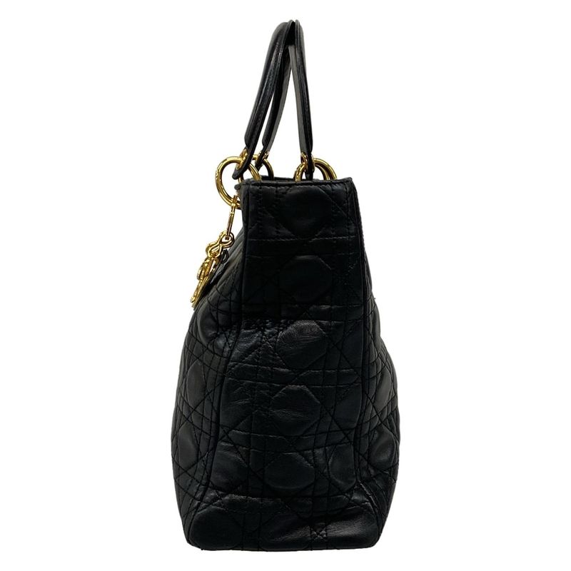 Dior Christian Dior Handbag Lady Dior Large Bag Black Gold Hardware Lambskin