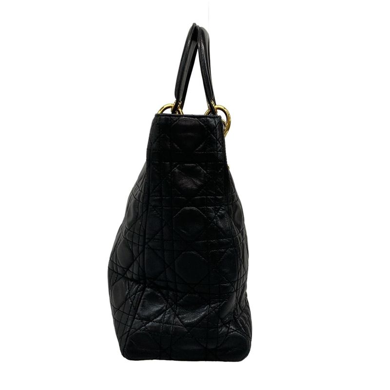 Dior Christian Dior Handbag Lady Dior Large Bag Black Gold Hardware Lambskin