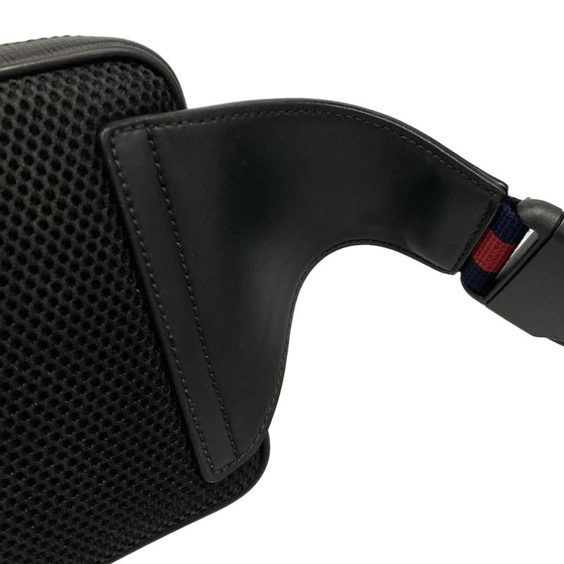 Gucci Waist Pouch Soft GG Supreme Belt Bag 474293 Black X Light Gray Leather