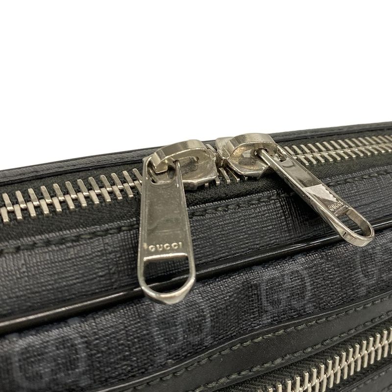 Gucci Waist Pouch Soft GG Supreme Belt Bag 474293 Black X Light Gray Leather