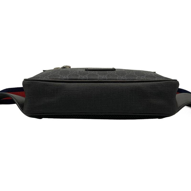 Gucci Waist Pouch Soft GG Supreme Belt Bag 474293 Black X Light Gray Leather