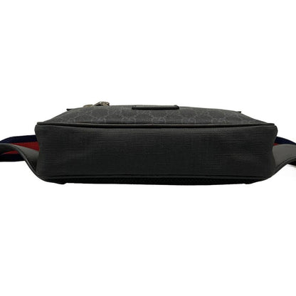 Gucci Waist Pouch Soft GG Supreme Belt Bag 474293 Black X Light Gray Leather