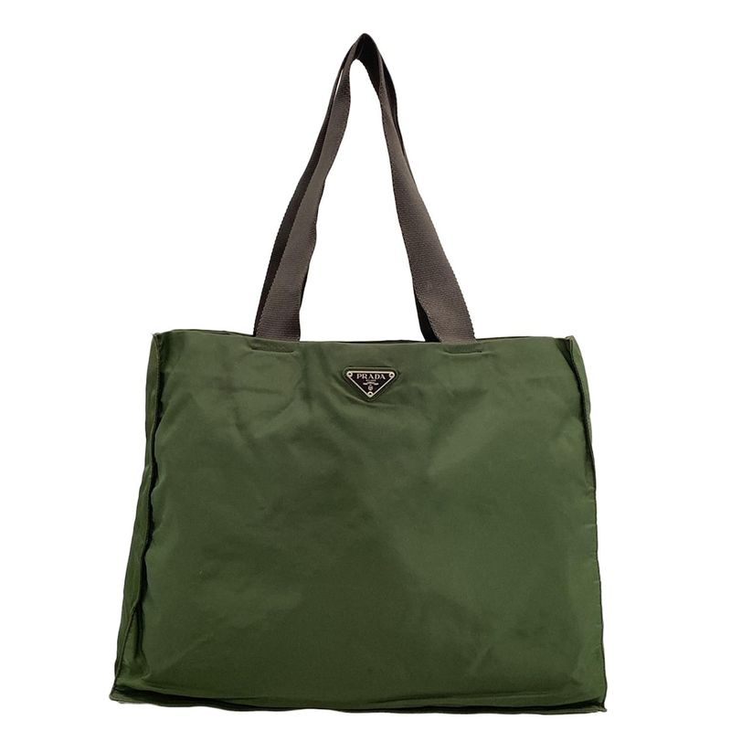 Prada Tote Bag - Green X Dark Brown