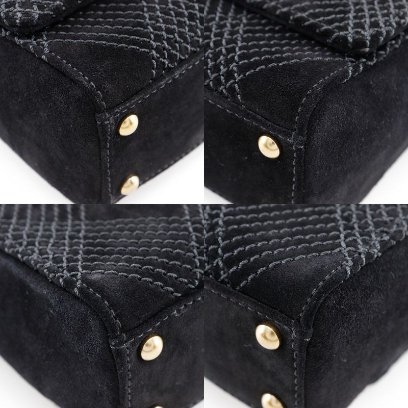 Chanel Wild Stitch A19343y02640 Suede Black Women's Shoulder Bag