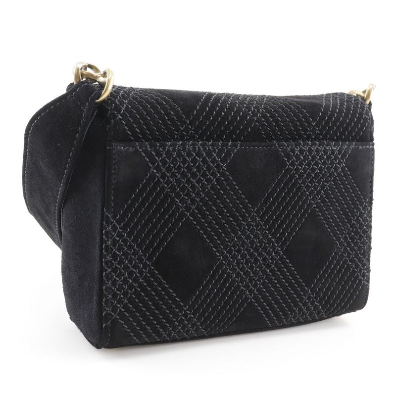 Chanel Wild Stitch A19343y02640 Suede Black Women's Shoulder Bag