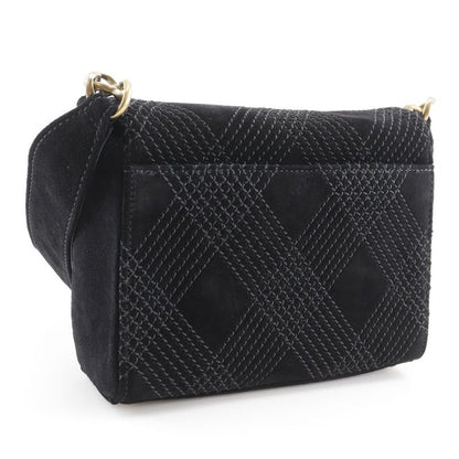 Chanel Wild Stitch A19343y02640 Suede Black Women's Shoulder Bag