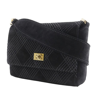 Chanel Wild Stitch A19343y02640 Suede Black Women's Shoulder Bag