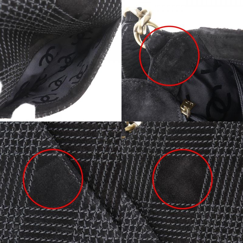 Chanel Wild Stitch A19343y02640 Suede Black Women's Shoulder Bag