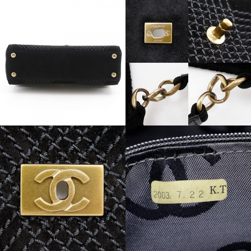 Chanel Wild Stitch A19343y02640 Suede Black Women's Shoulder Bag