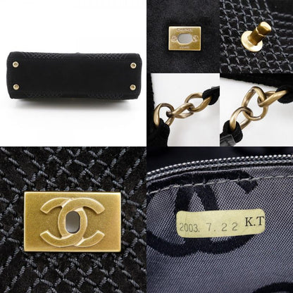 Chanel Wild Stitch A19343y02640 Suede Black Women's Shoulder Bag