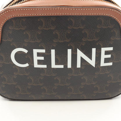 Celine Shoulder Bag Small Camera Bag Triomphe Black PVC Coated Canvas Leather