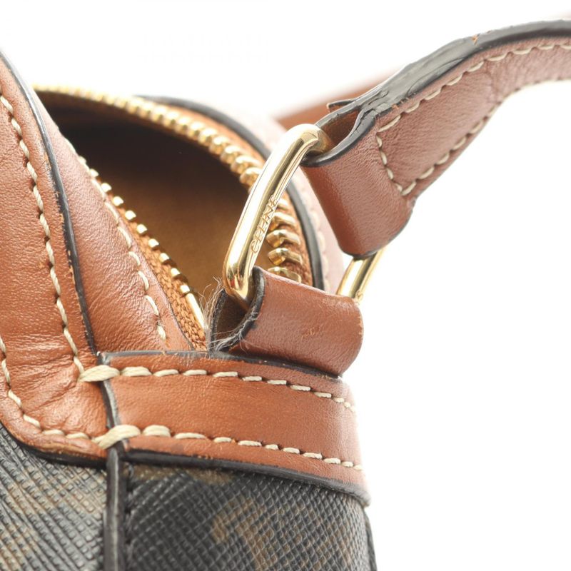 Celine Shoulder Bag Small Camera Bag Triomphe Black PVC Coated Canvas Leather