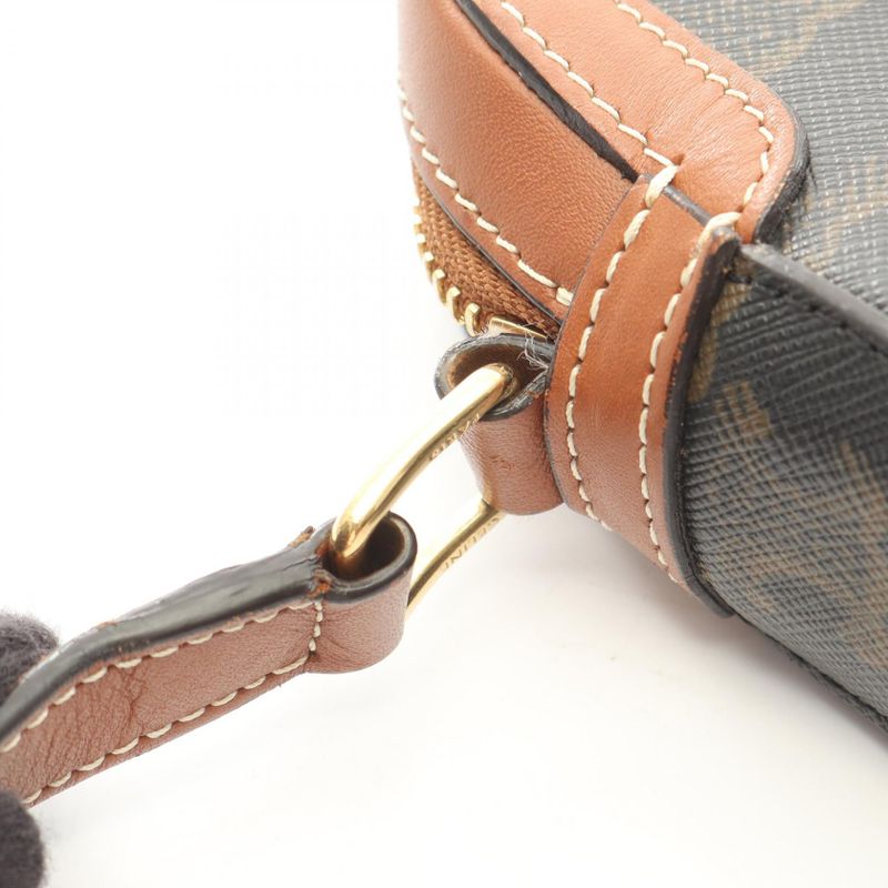 Celine Shoulder Bag Small Camera Bag Triomphe Black PVC Coated Canvas Leather