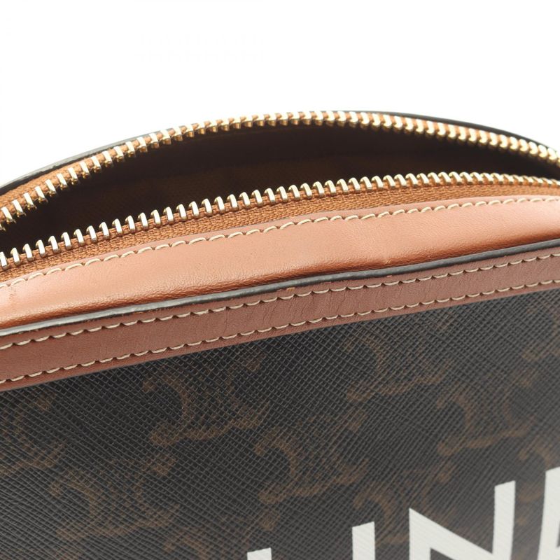 Celine Shoulder Bag Small Camera Bag Triomphe Black PVC Coated Canvas Leather