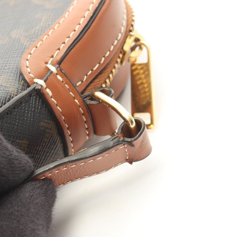 Celine Shoulder Bag Small Camera Bag Triomphe Black PVC Coated Canvas Leather