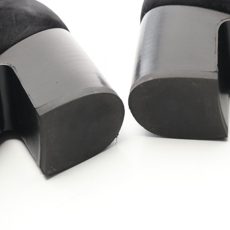 Chanel Boots Coco Mark Black Suede Long Boots Women's Used B