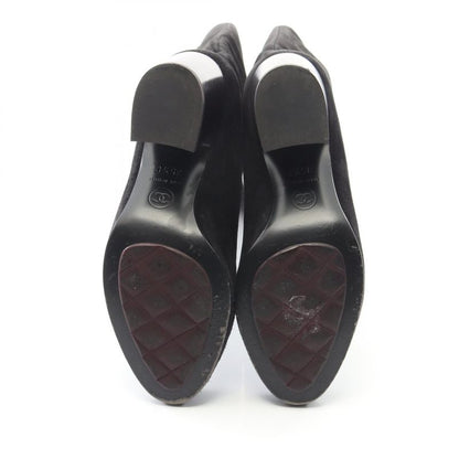 Chanel Boots Coco Mark Black Suede Long Boots Women's Used B